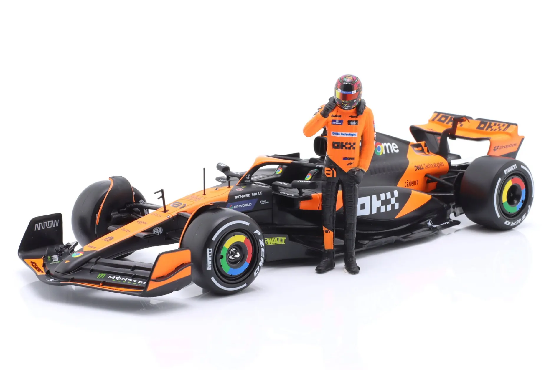 O. Piastri McLaren MCL38 #81 Miami GP Formel 1 2024 mit Figur 1:24 Bburago