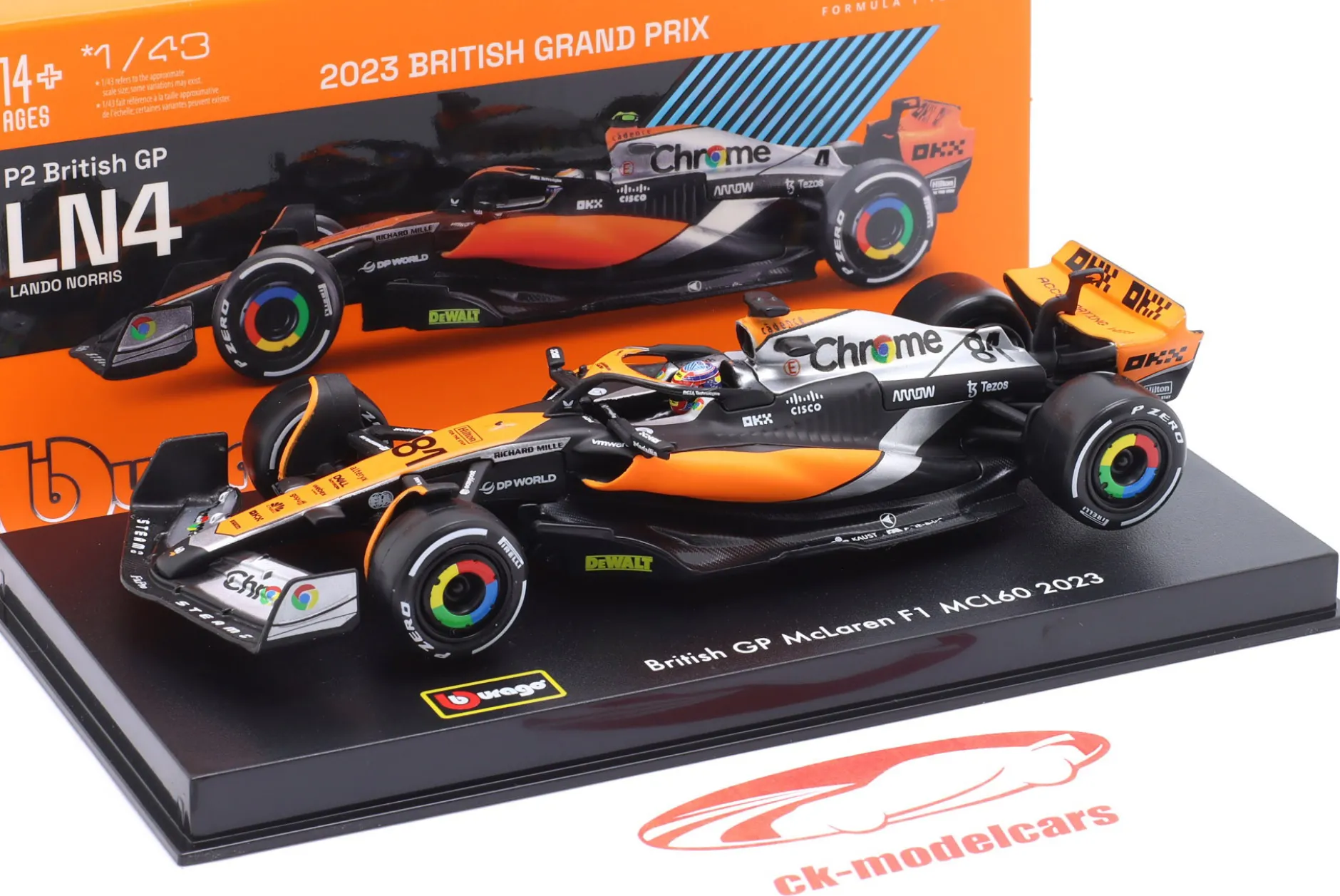 Oscar Piastri McLaren MCL60 #81 British GP Formel 1 2023 1:43 Bburago