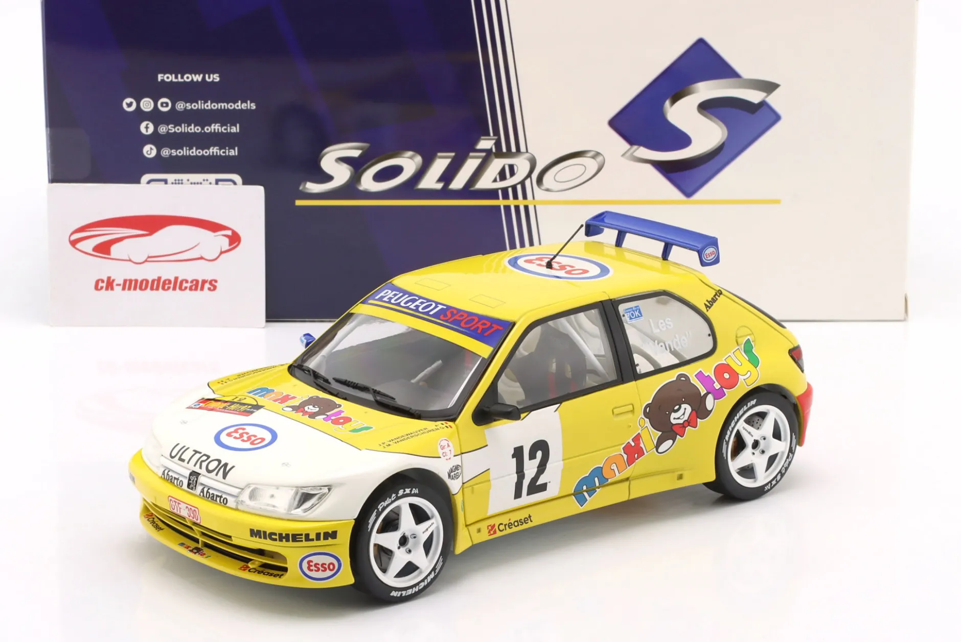 Peugeot 306 Maxi #12 9th Rallye du Condroz 1997 van de Wauwer, Vanderschueren 1:18 Solido