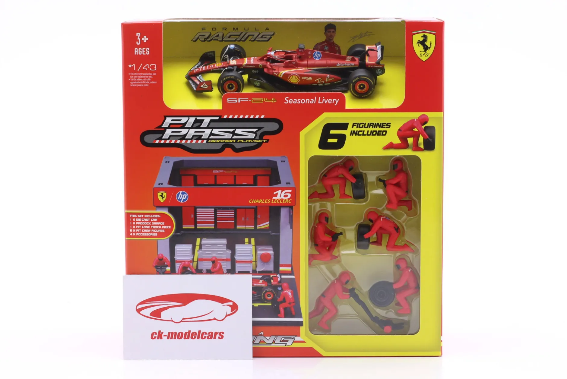 Pit Stop Diorama Charles Leclerc #16 Formel 1 2024 1:43 Bburago