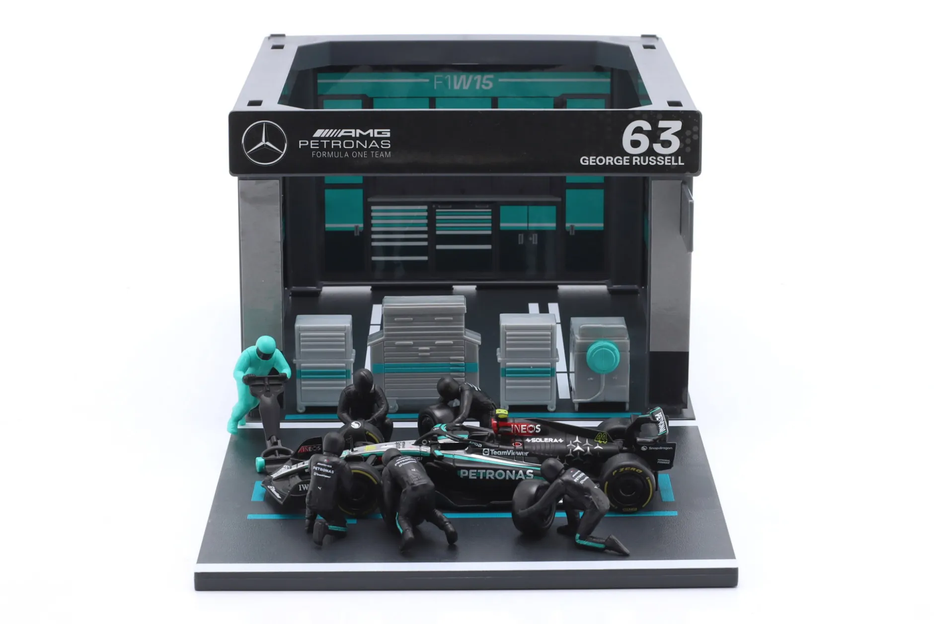 Pit Stop Diorama George Russell #63 Formel 1 2024 1:43 Bburago