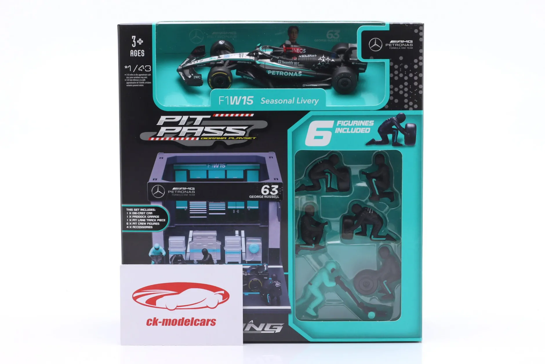 Pit Stop Diorama George Russell #63 Formel 1 2024 1:43 Bburago
