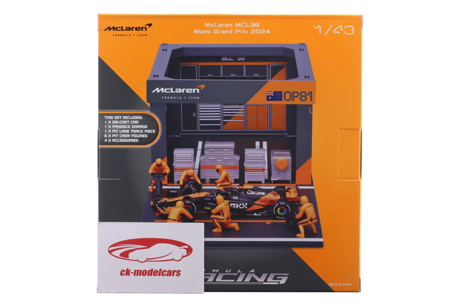 Pit Stop Diorama Oscar Piastri #81 Miami GP Formel 1 2024 1:43 Bburago