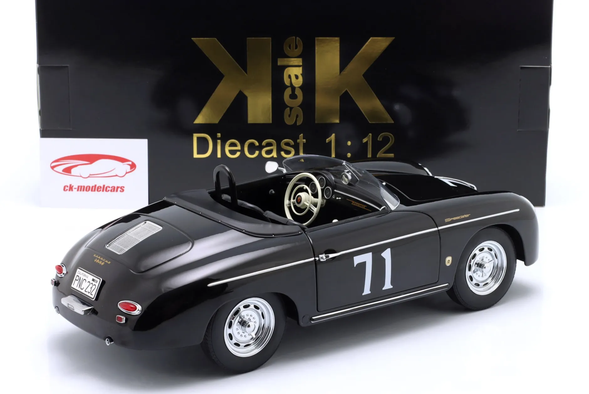 Porsche 356 A Speedster Steve McQueen #71 Baujahr 1955 schwarz 1:12 KK-Scale