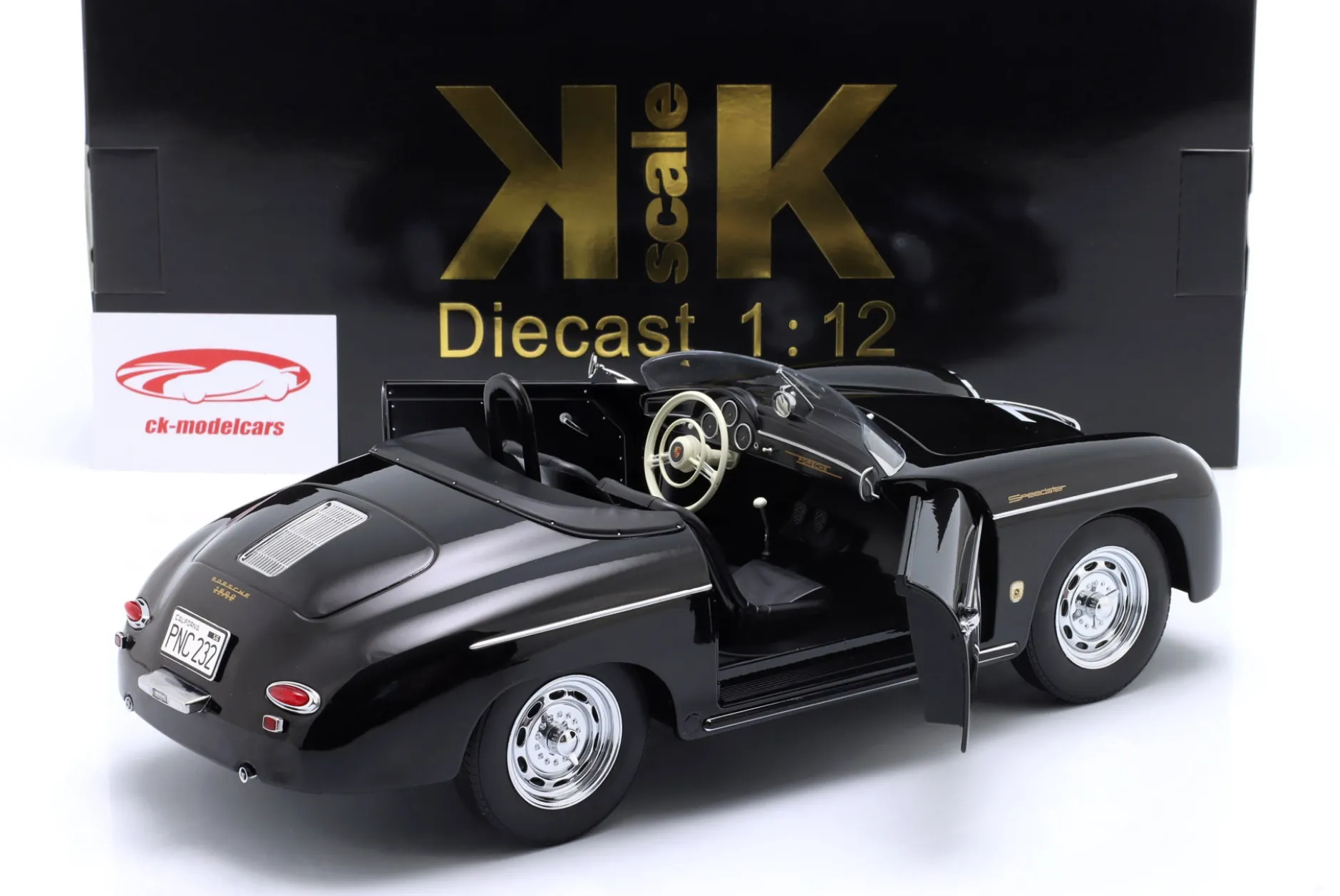 Porsche 356 A Speedster Steve McQueen #71 Baujahr 1955 schwarz 1:12 KK-Scale