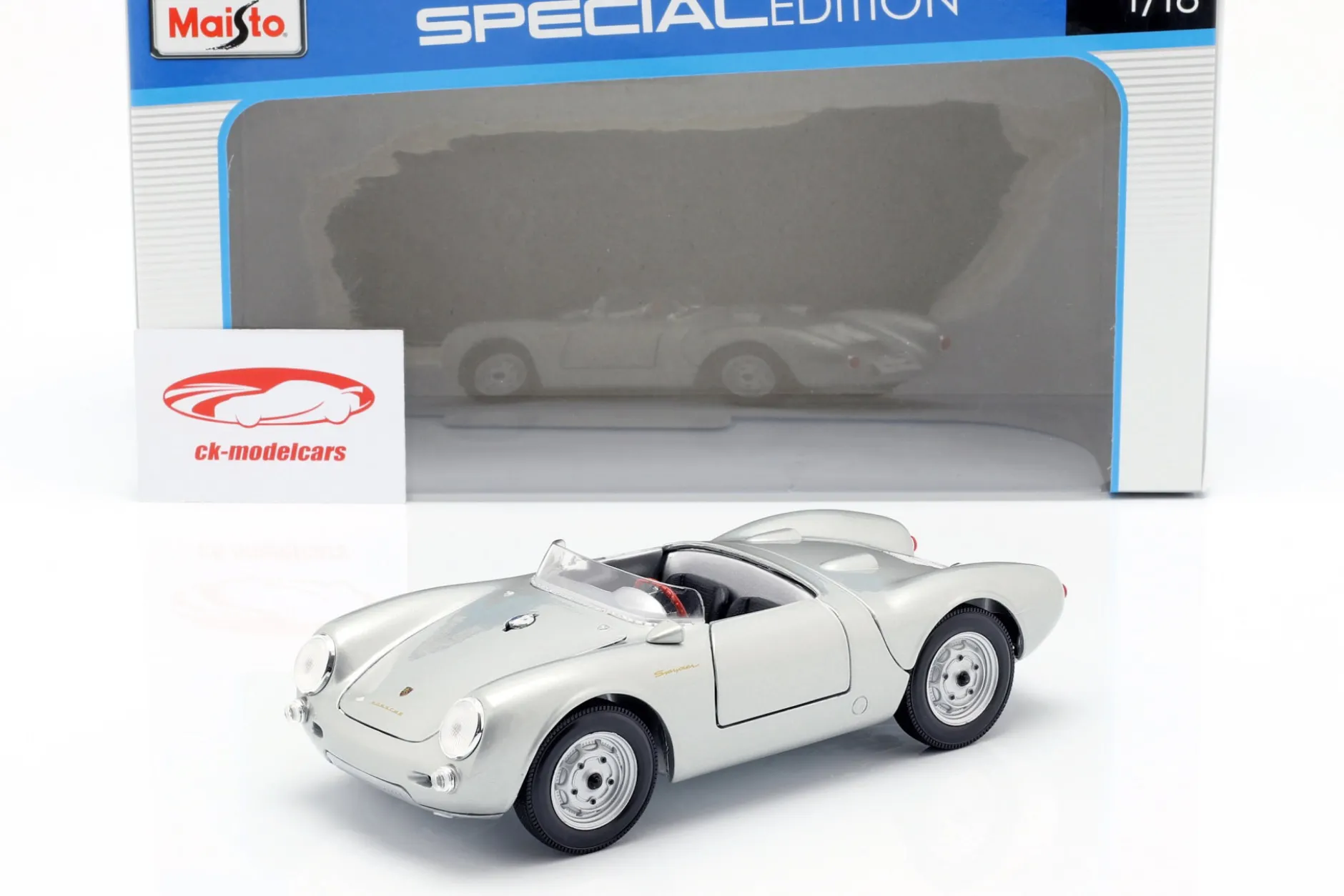 Porsche 550 A Spyder Baujahr 1950 silber 1:18 Maisto