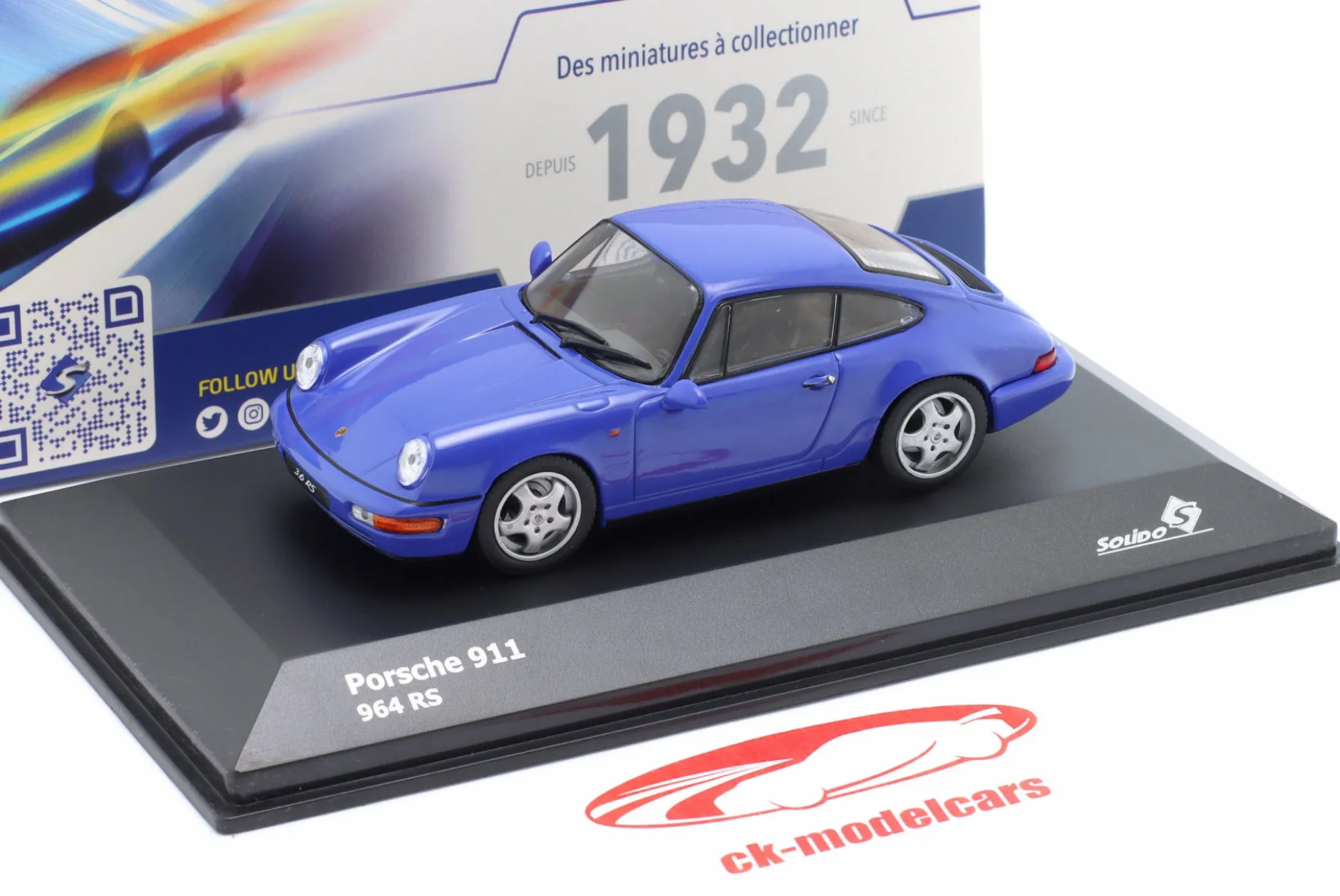 Porsche 911 (964) Carrera RS Baujahr 1992 maritimblau 1:43 Solido