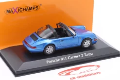 Porsche 911 (964) Carrera 2 Targa Baujahr 1991 blau metallic 1:43 Minichamps