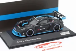 Porsche 718 Cayman GT4 e-Performance 2022 schwarz / blau 1:43 Spark