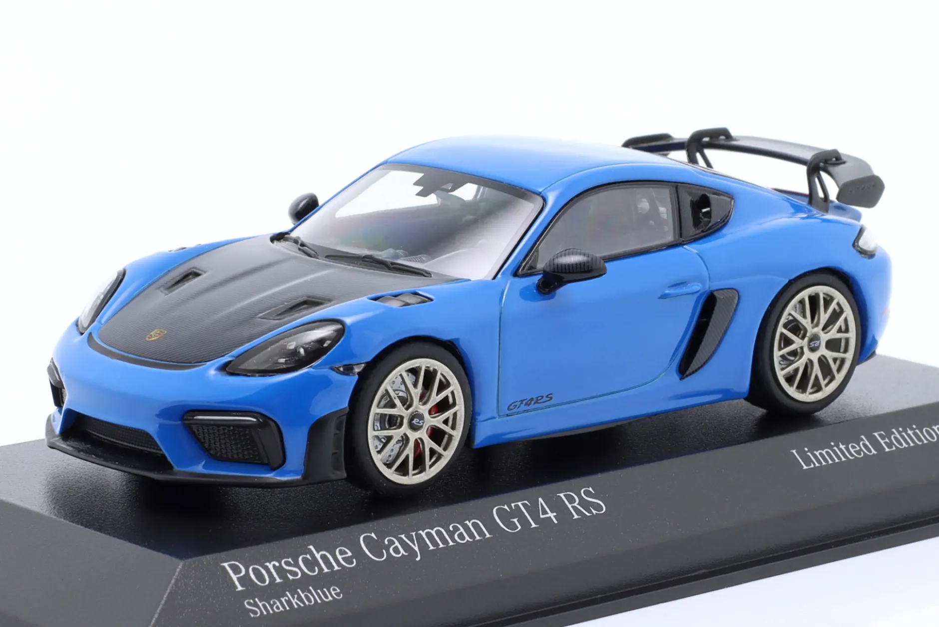 Porsche 718 (982) Cayman GT4 RS 2021 sharkblue / Neodym-Felgen 1:43 Minichamps