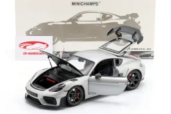 Porsche Cayman GT4 RS 2024 silber metallic / weissach package 1:18 Minichamps
