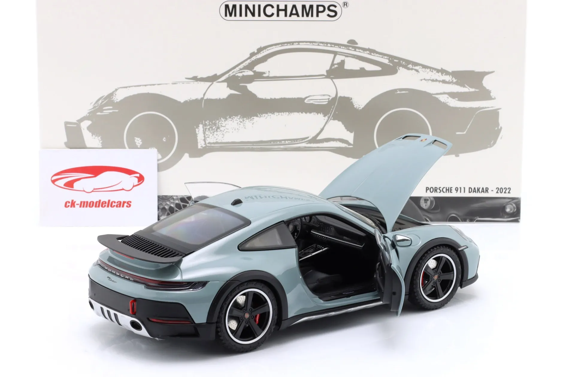 Porsche 911 (992) Dakar Baujahr 2022 grün metallic 1:18 Minichamps