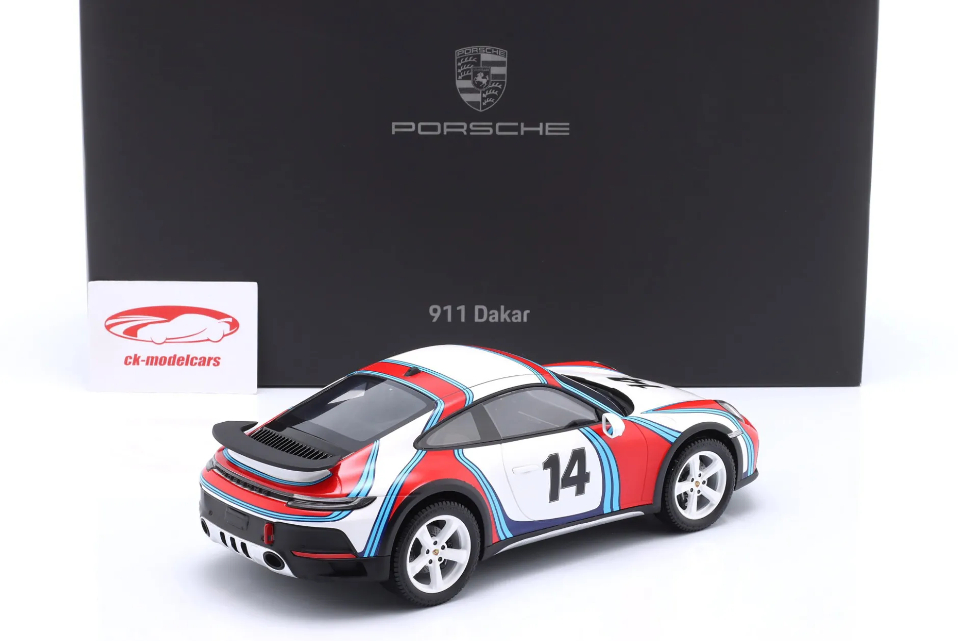 Porsche 911 (992) Dakar #14 Baujahr 2023 Martini Livery 1:18 Spark