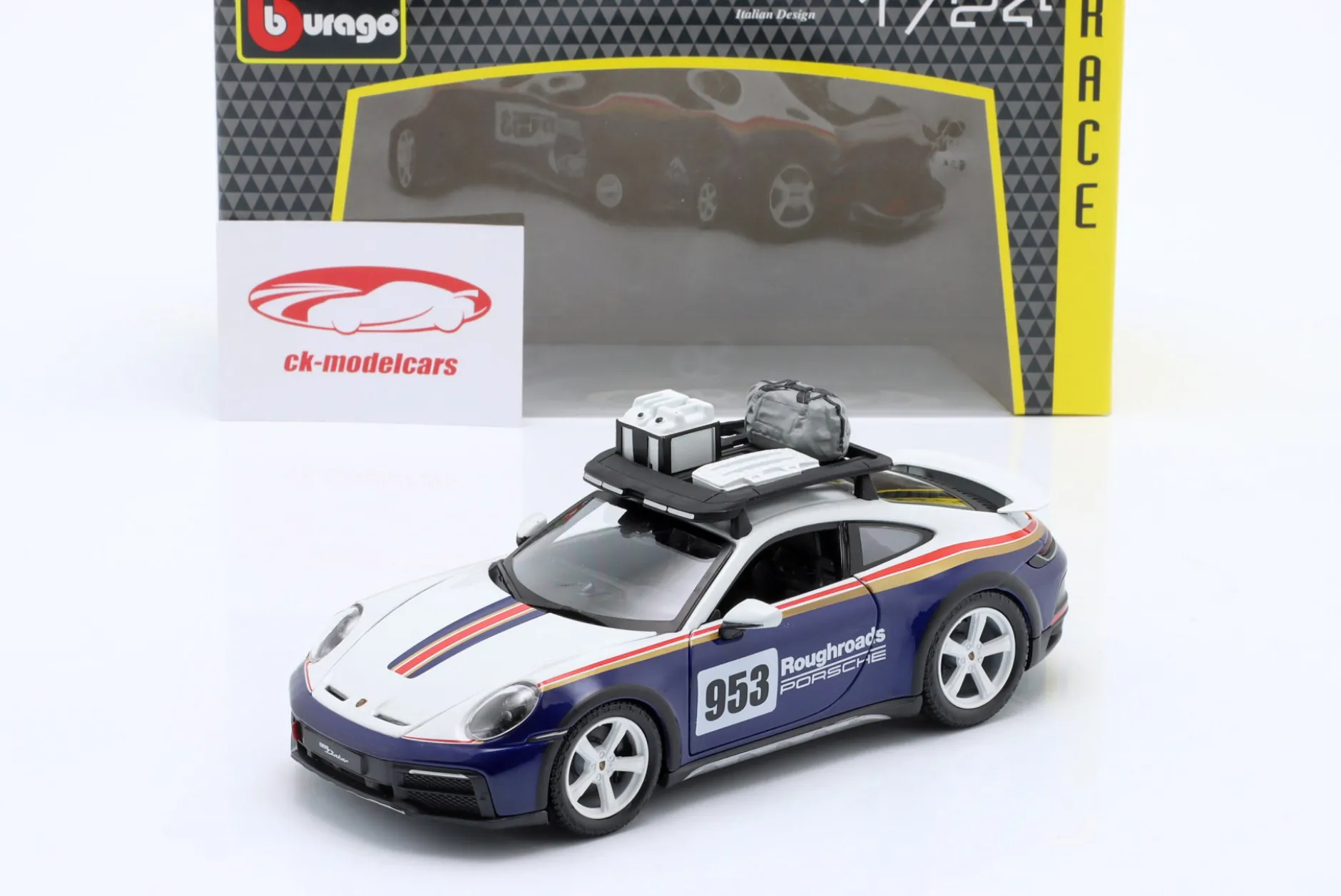 Porsche 911 (992) Dakar #953 Roughroads Rallye Design Paket 1:24 Bburago