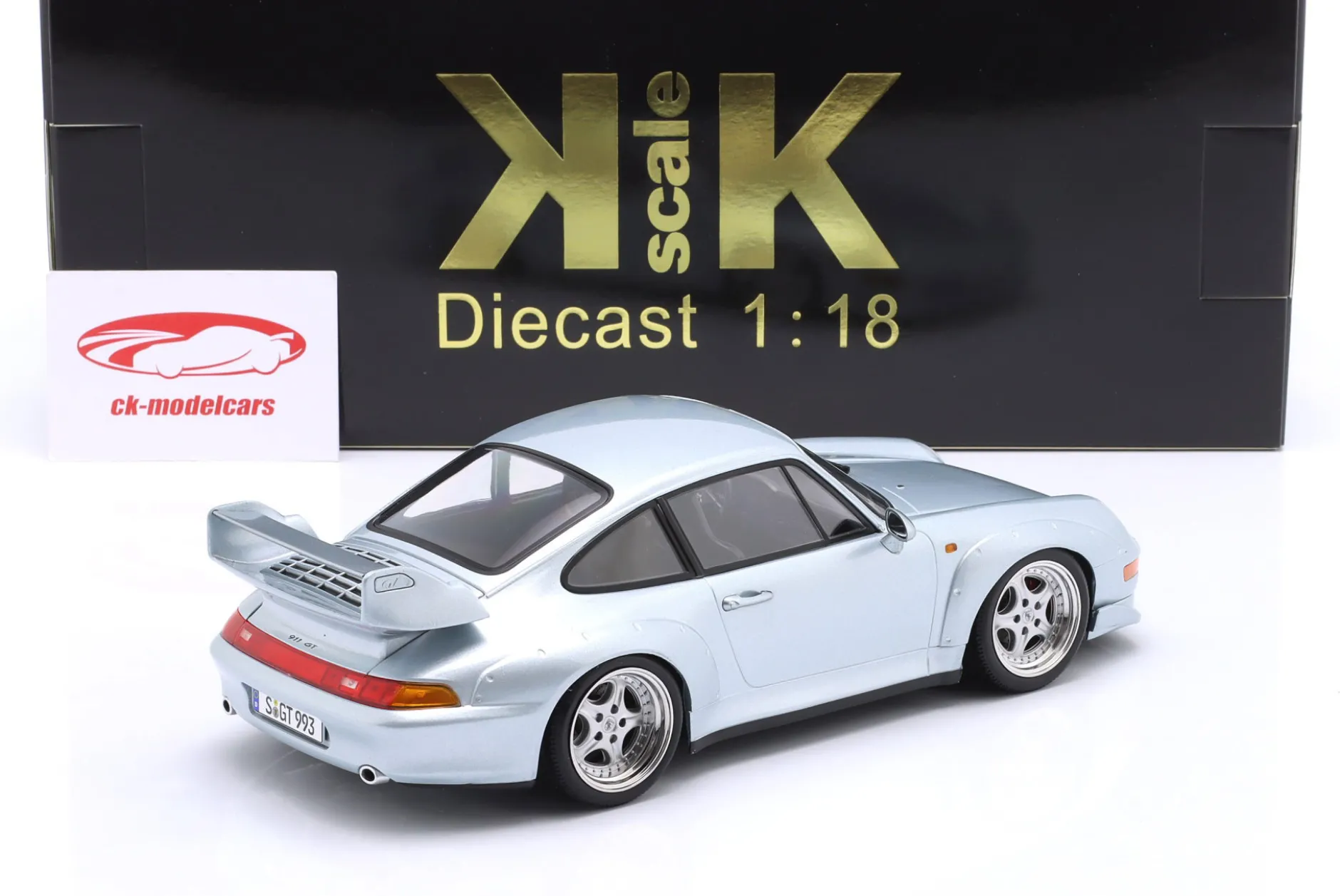 Porsche 911 (993) GT2 Baujahr 1996 polarsilber / Speedline Felgen 1:18 KK-Scale