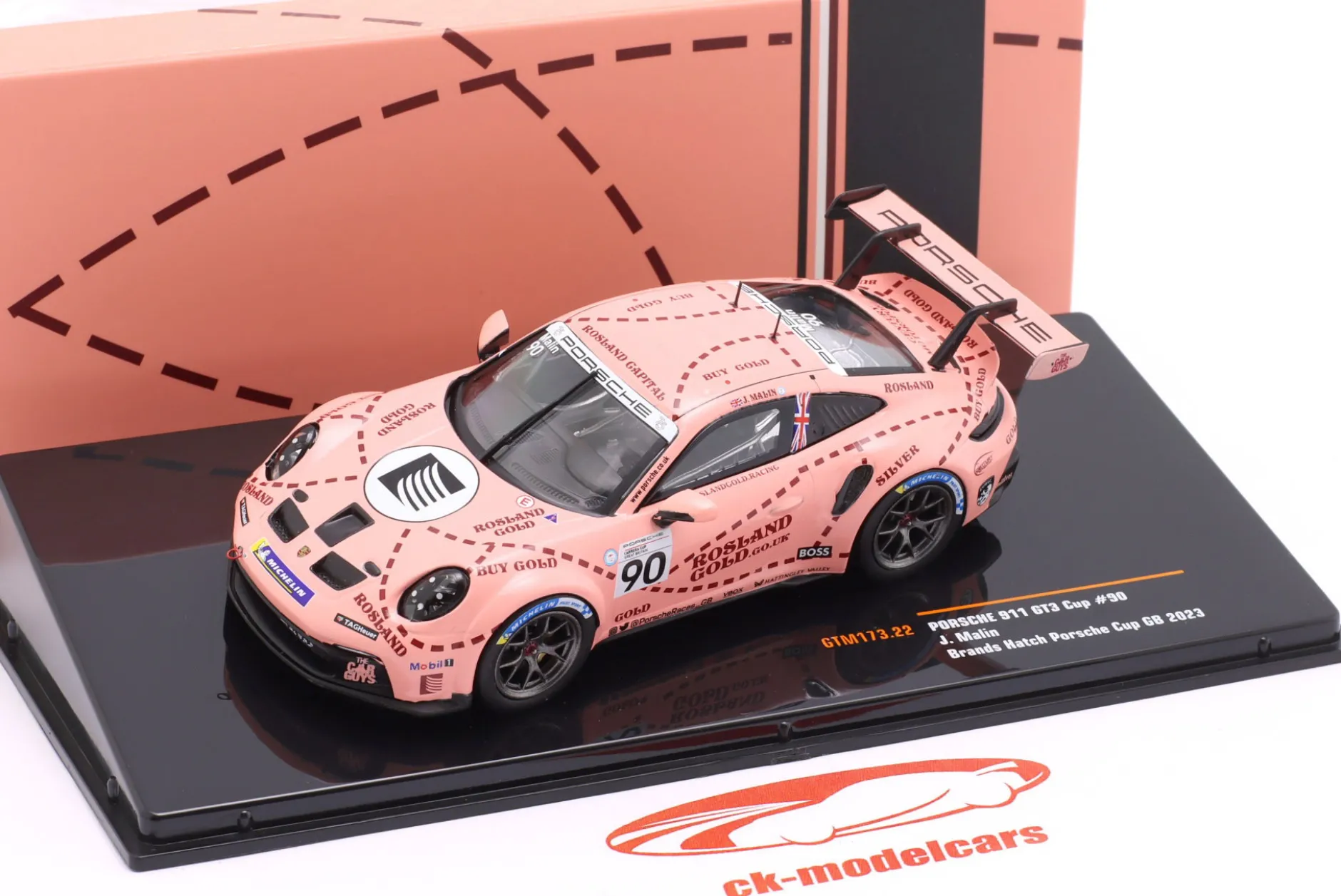 Porsche 911 GT3 Cup #90 2nd Brands Hatch Porsche Carrera Cup GB 2023 Malin 1:43 Ixo