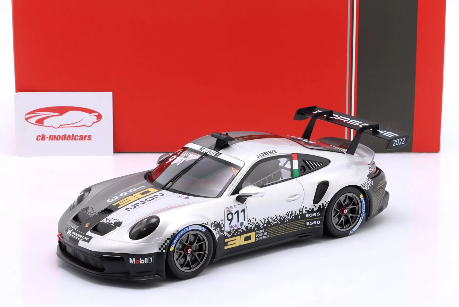 Porsche 911 (992) GT3 Cup #911 Porsche Supercup Imola 2022 Jorge Lorenzo 1:18 Ixo