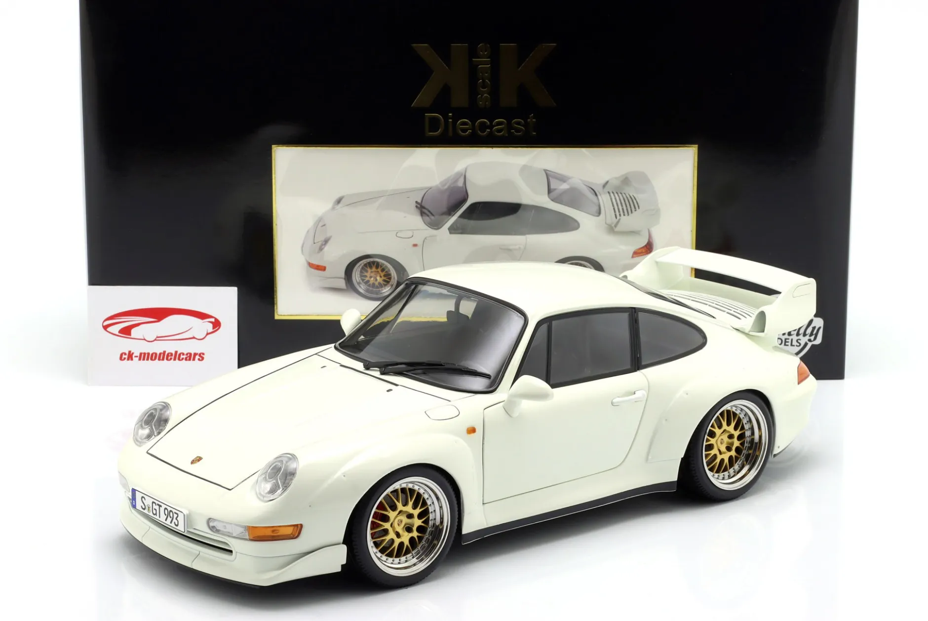 Porsche 911 (993) GT2 mit BBS Felgen Baujahr 1996 weiß 1:12 KK-Scale