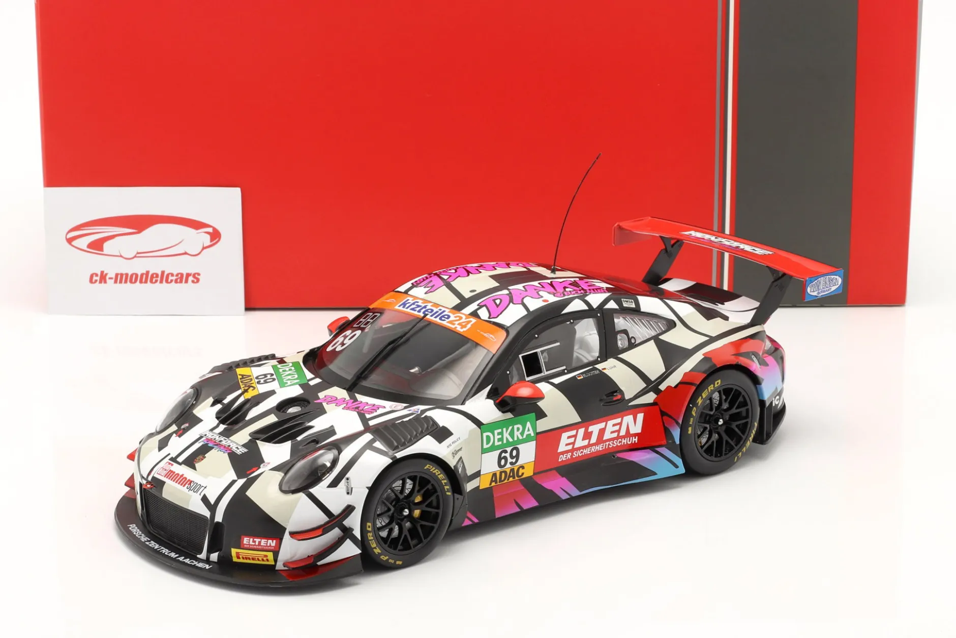 Porsche 911 (991) GT3 R #69 ADAC GT Masters Hockenheim 2018 Danke Fans 1:18 Ixo