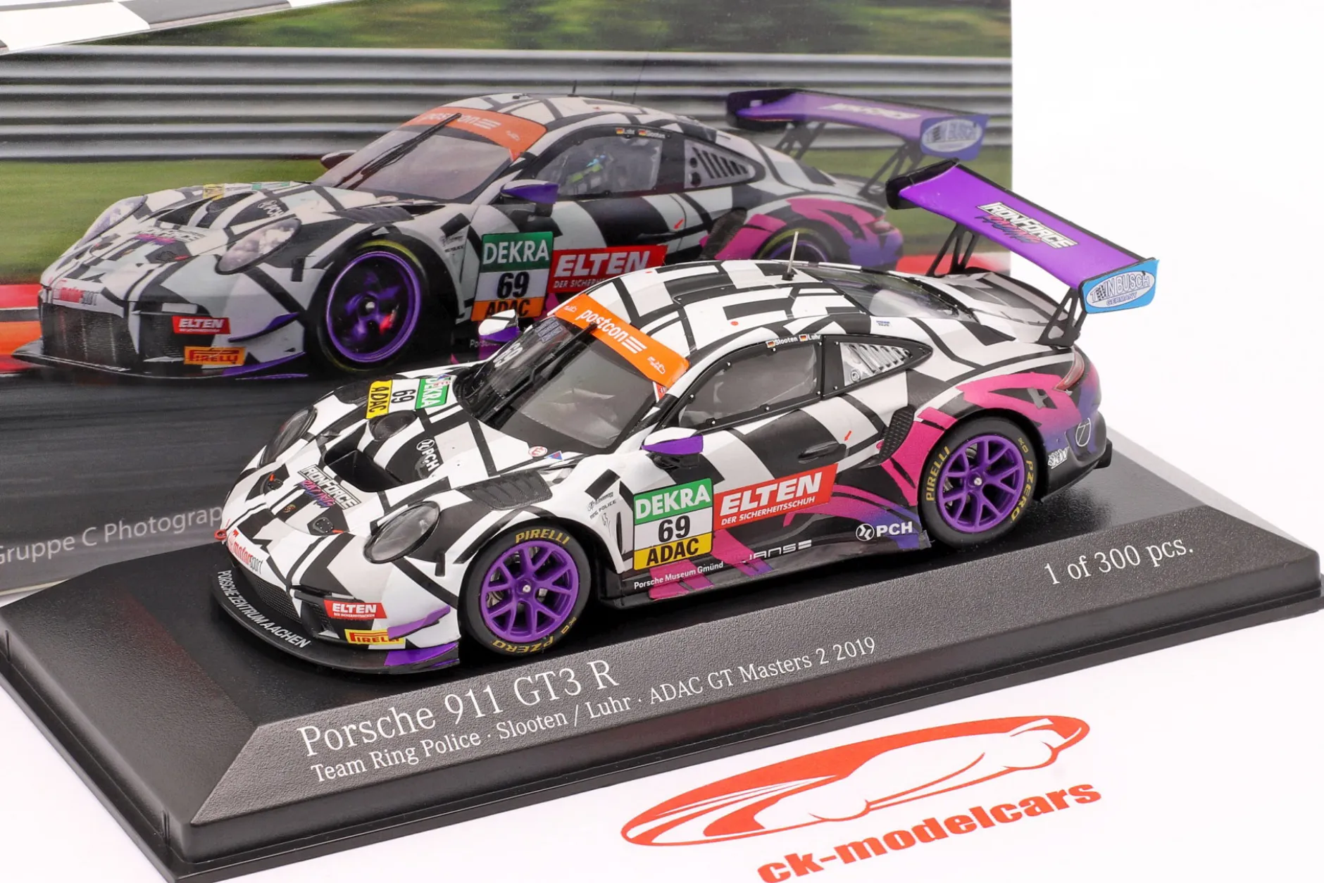 Porsche 911 GT3 R #69 ADAC GT Masters Most 2019 Iron Force 1:43 Minichamps