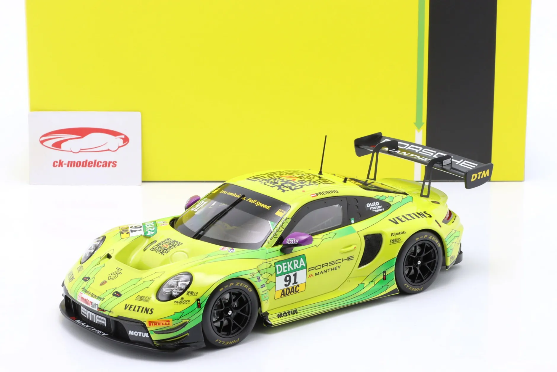 Porsche 911 GT3 R #91 DTM Champion 2023 Thomas Preining Manthey Grello 1:18 Ixo