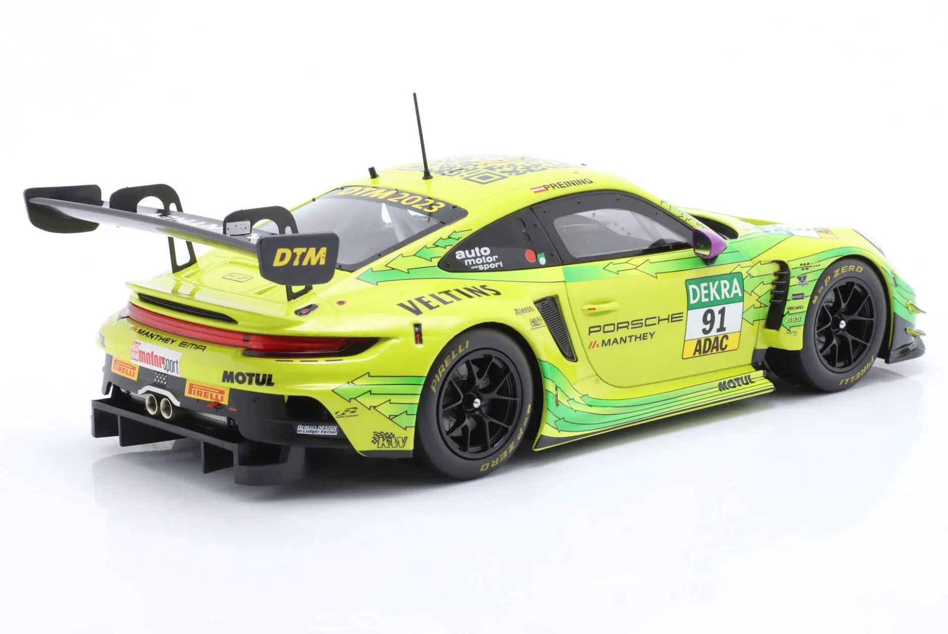 Porsche 911 GT3 R #91 DTM Champion 2023 Thomas Preining Manthey Grello 1:18 Ixo