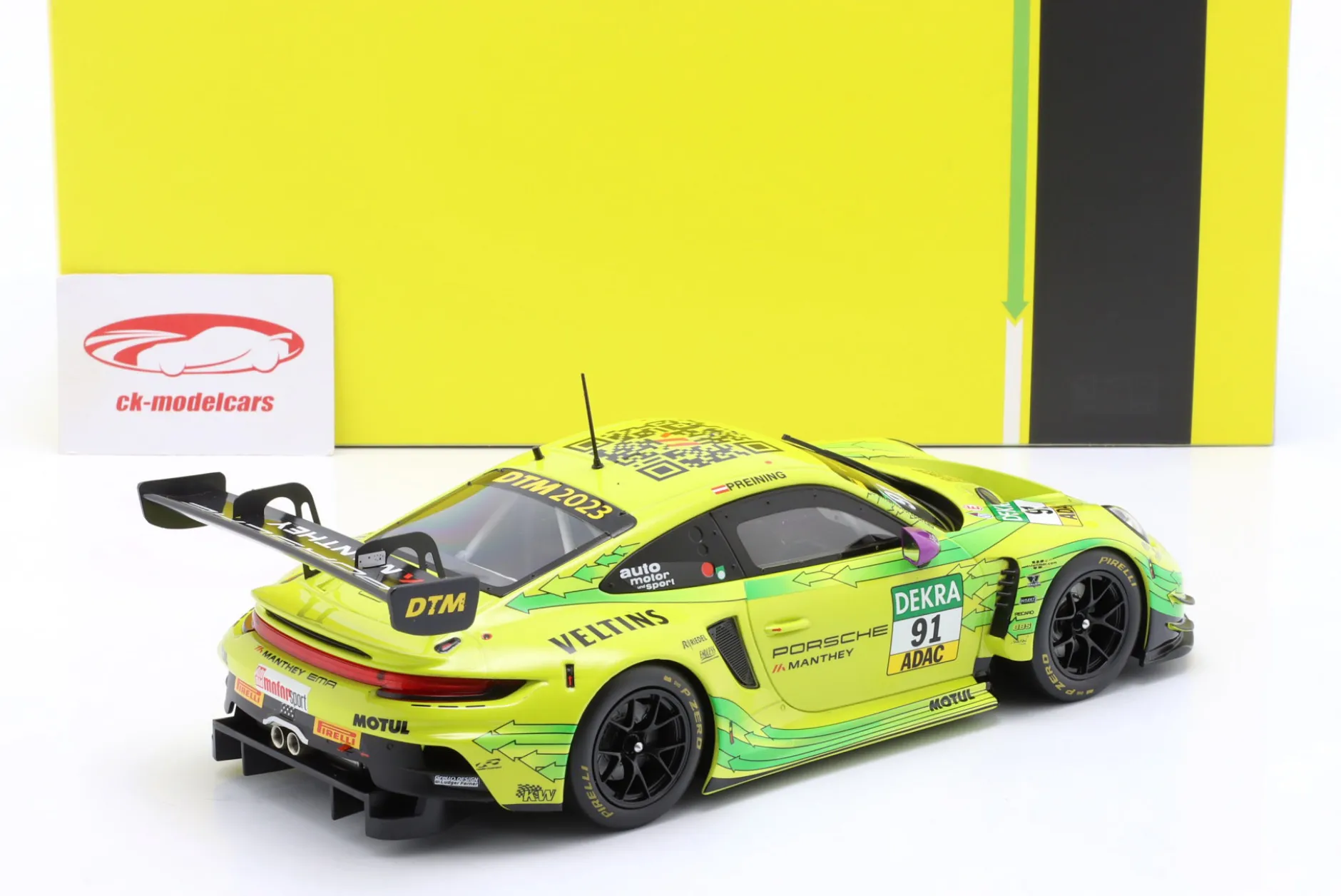 Porsche 911 GT3 R #91 DTM Champion 2023 Thomas Preining Manthey Grello 1:18 Ixo