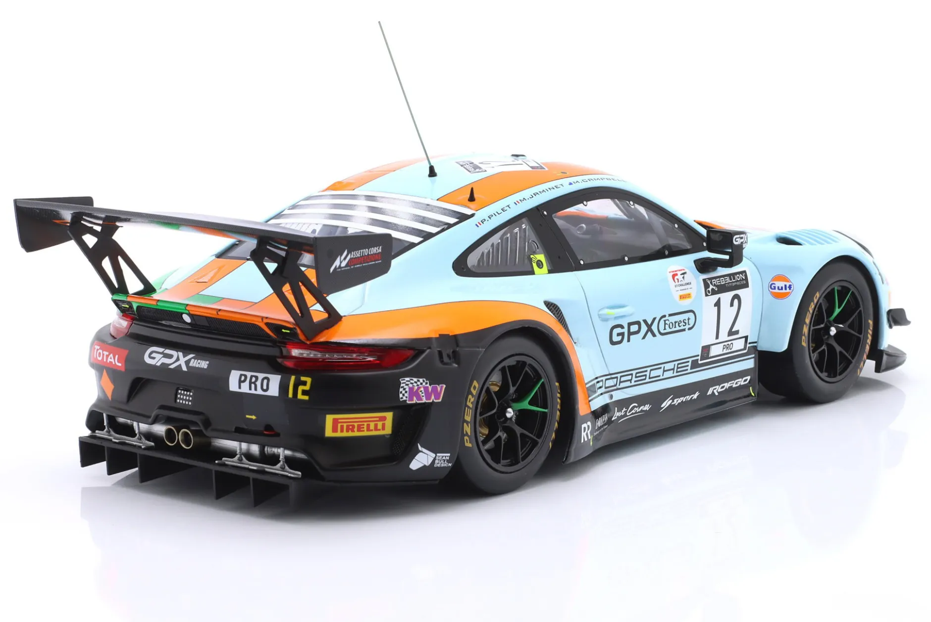 Porsche 911 GT3 R Gulf #12 4th 24h Spa 2020 Campbell, Pilet, Jaminet 1:18 Ixo