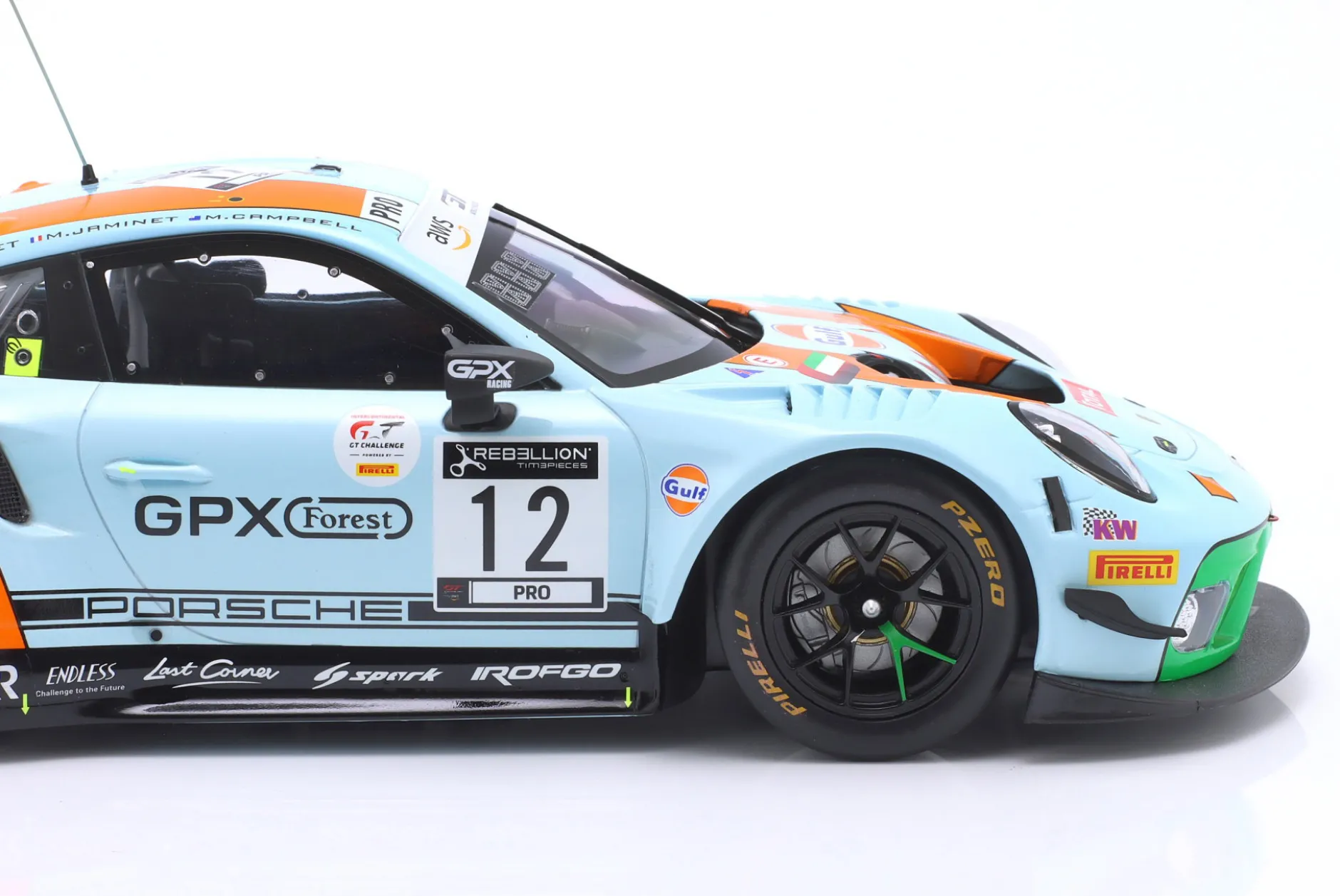Porsche 911 GT3 R Gulf #12 4th 24h Spa 2020 Campbell, Pilet, Jaminet 1:18 Ixo