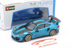 Porsche 911 GT2 RS Baujahr 2018 blau / schwarz 1:43 Bburago