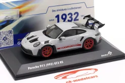 Porsche 911 (992) GT3 RS Baujahr 2023 eisgraumetallic / pyrorot 1:43 Solido
