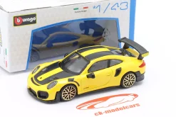 Porsche 911 GT2 RS Baujahr 2018 gelb / schwarz 1:43 Bburago