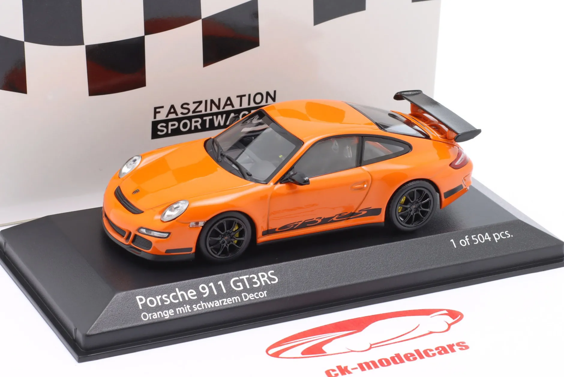 Porsche 911 (997.1) GT3 RS Baujahr 2006 orange / schwarz 1:43 Minichamps