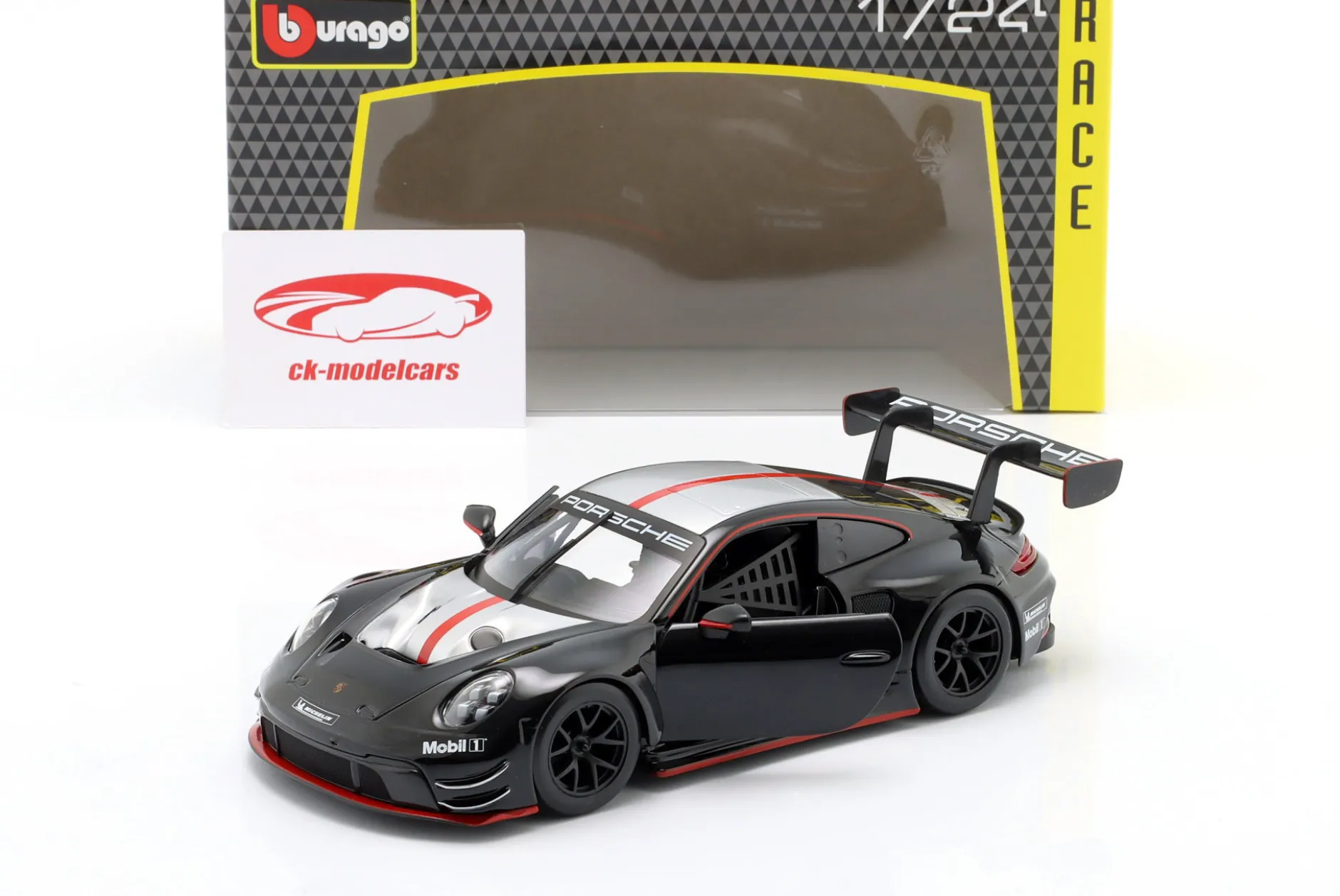 Porsche 911 (992) GT3 R schwarz / silber 1:24 Bburago