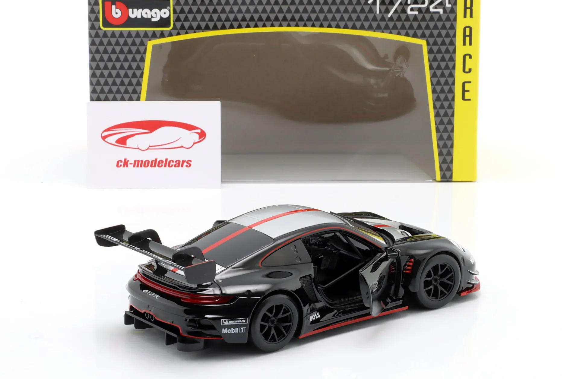 Porsche 911 (992) GT3 R schwarz / silber 1:24 Bburago