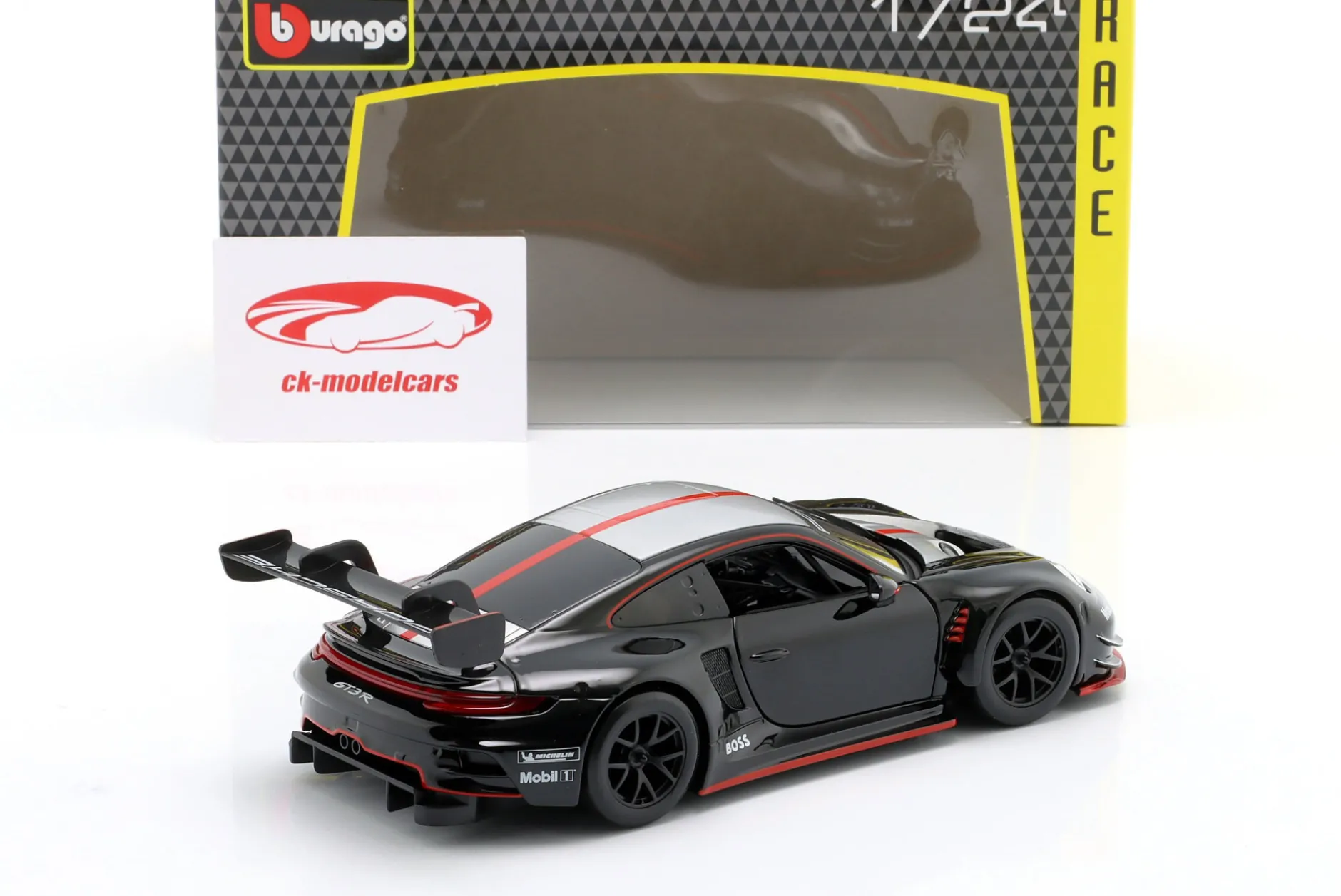 Porsche 911 (992) GT3 R schwarz / silber 1:24 Bburago