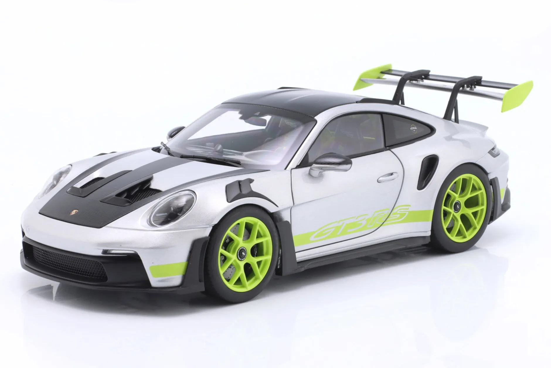 Porsche 911 (992) GT3 RS GT-silbermetallic / acidgrün 1:18 Norev