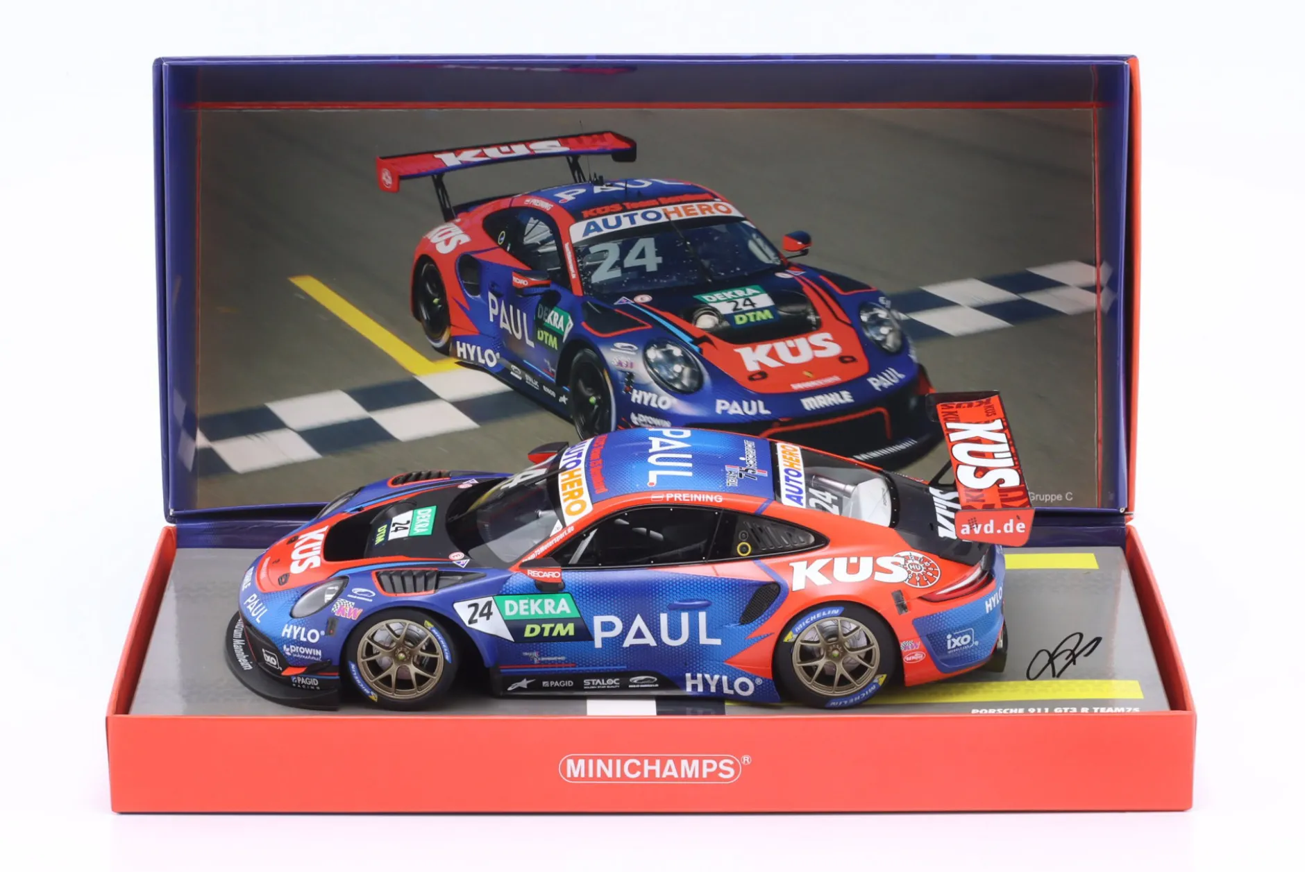 Porsche 911 GT3 R #24 Sieger Norisring DTM 2022 KÜS Team75 Preining Signature 1:18 Minichamps