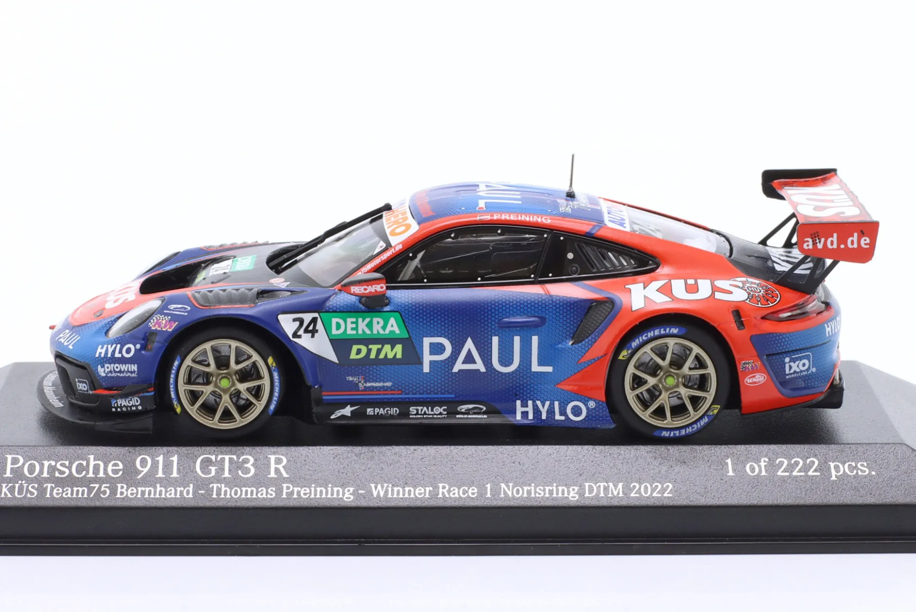 Porsche 911 GT3 R #24 Sieger Norisring DTM 2022 KÜS Team75 Preining Signature 1:43 Minichamps