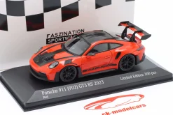 Porsche 911 (992) GT3 RS Weissach-Paket 2023 rot / schwarze Felgen 1:43 Minichamps