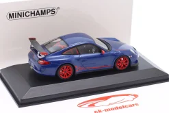 Porsche 911 (997.II) GT3 RS 3.8 Baujahr 2009 blau metallic / rot 1:43 Minichamps