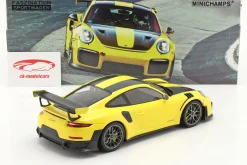Porsche 911 (991 II) GT2 RS Weissach Package 2018 racing gelb / silberne Felgen 1:18 Minichamps