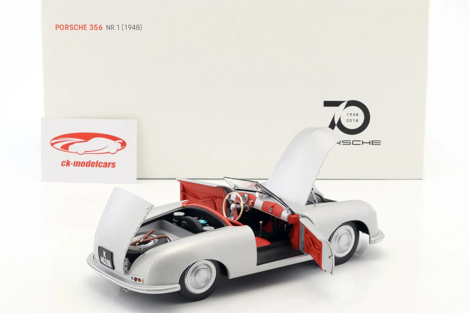 Porsche 356 Nr.1 Baujahr 1948 Edition 70 Jahre Porsche silber 1:18 AUTOart