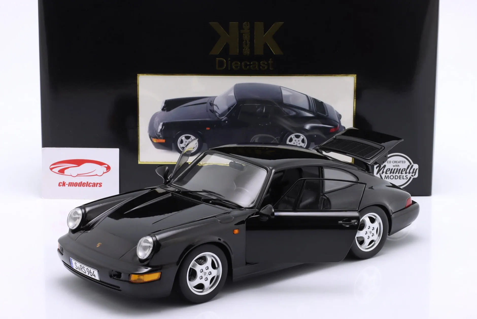 Porsche 911 (964) RS Baujahr 1992 schwarz / Cup Felgen 1:12 KK-Scale