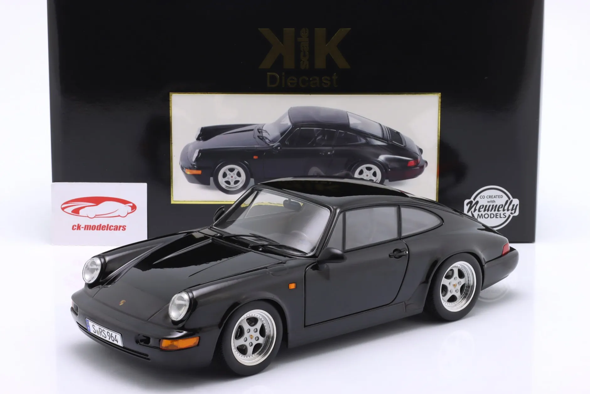 Porsche 911 (964) RS Baujahr 1992 schwarz / Speedline Felgen 1:12 KK-Scale