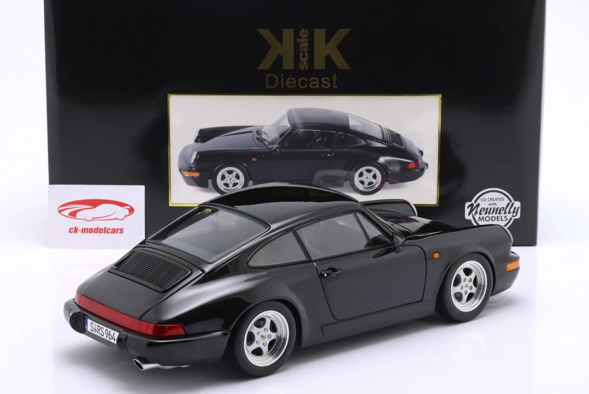 Porsche 911 (964) RS Baujahr 1992 schwarz / Speedline Felgen 1:12 KK-Scale