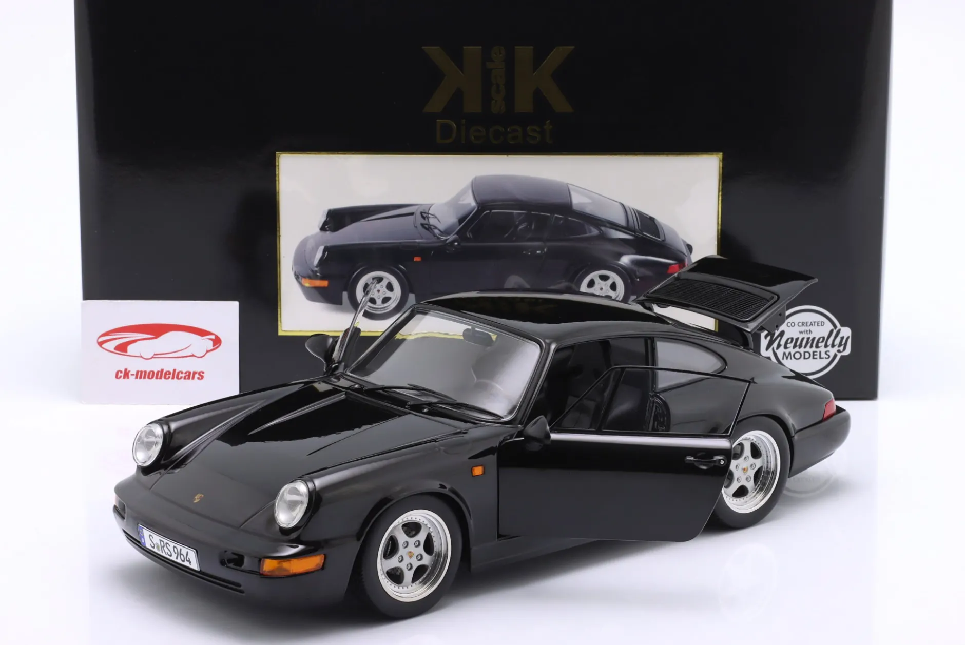 Porsche 911 (964) RS Baujahr 1992 schwarz / Speedline Felgen 1:12 KK-Scale