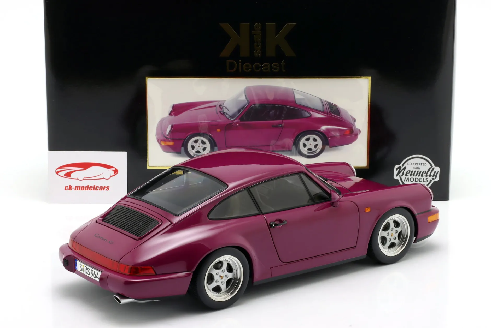 Porsche 911 (964) RS mit Speedline Felgen Baujahr 1992 rubinrot 1:12 KK-Scale