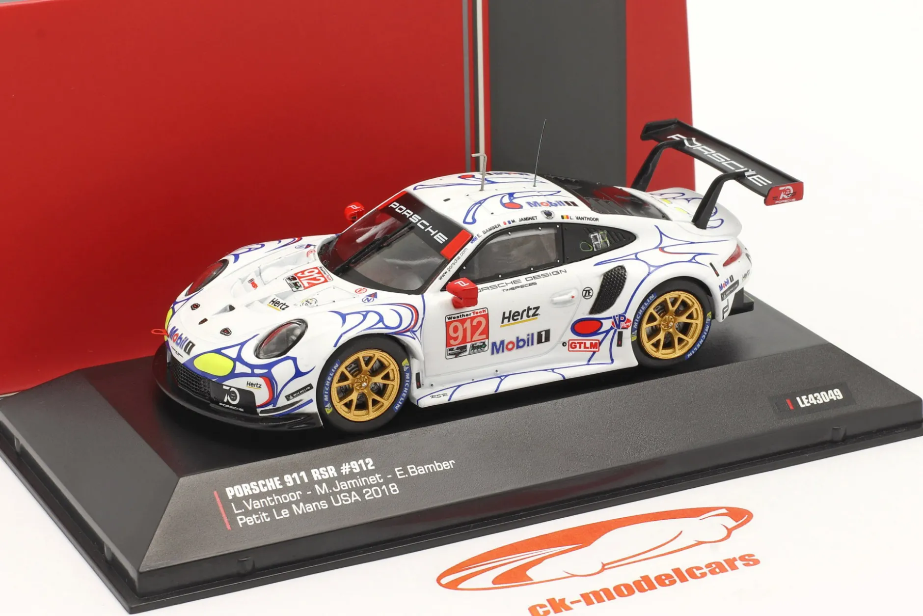 Porsche 911 (991) RSR #912 2nd GTLM-Klasse Petit LeMans 2018 Porsche GT Team 1:43 Ixo