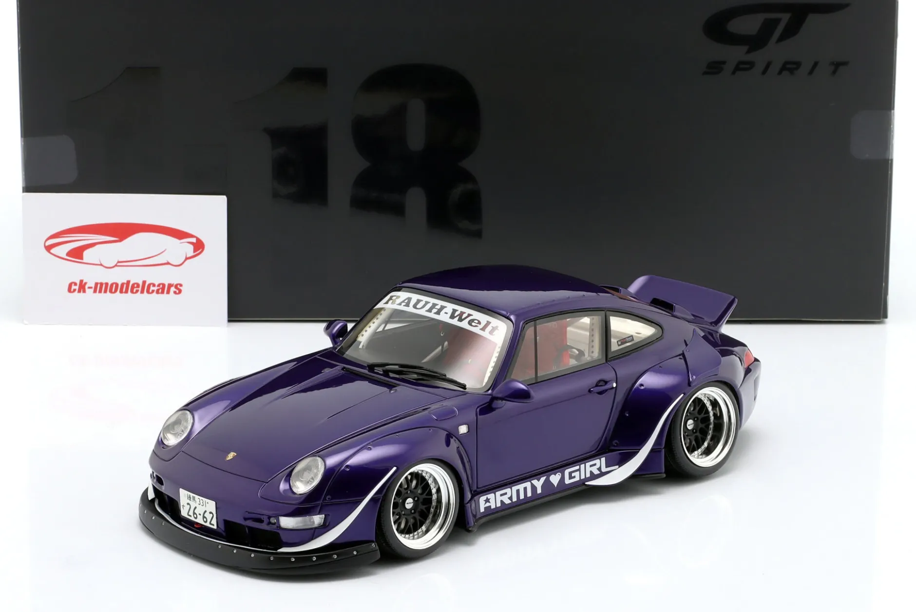 Porsche 911 (993) RWB Rauh-Welt Army Girl 2015 lila 1:18 GT-Spirit